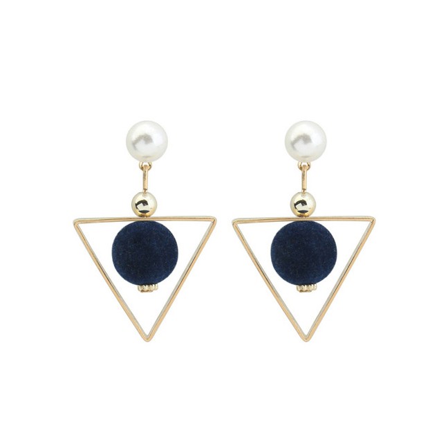 LRC Anting Tusuk Fashion Fuzzy Ball&amp;triangle Shape Decorated Y5755X