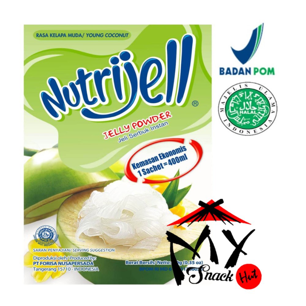 NUTRIJELL KELAPA MUDA 10GR - NUTRIJEL YOUNG COCONUT JELLY POWDER - SERBUK JELI KONYAKU KELAMUD HALAL MUI