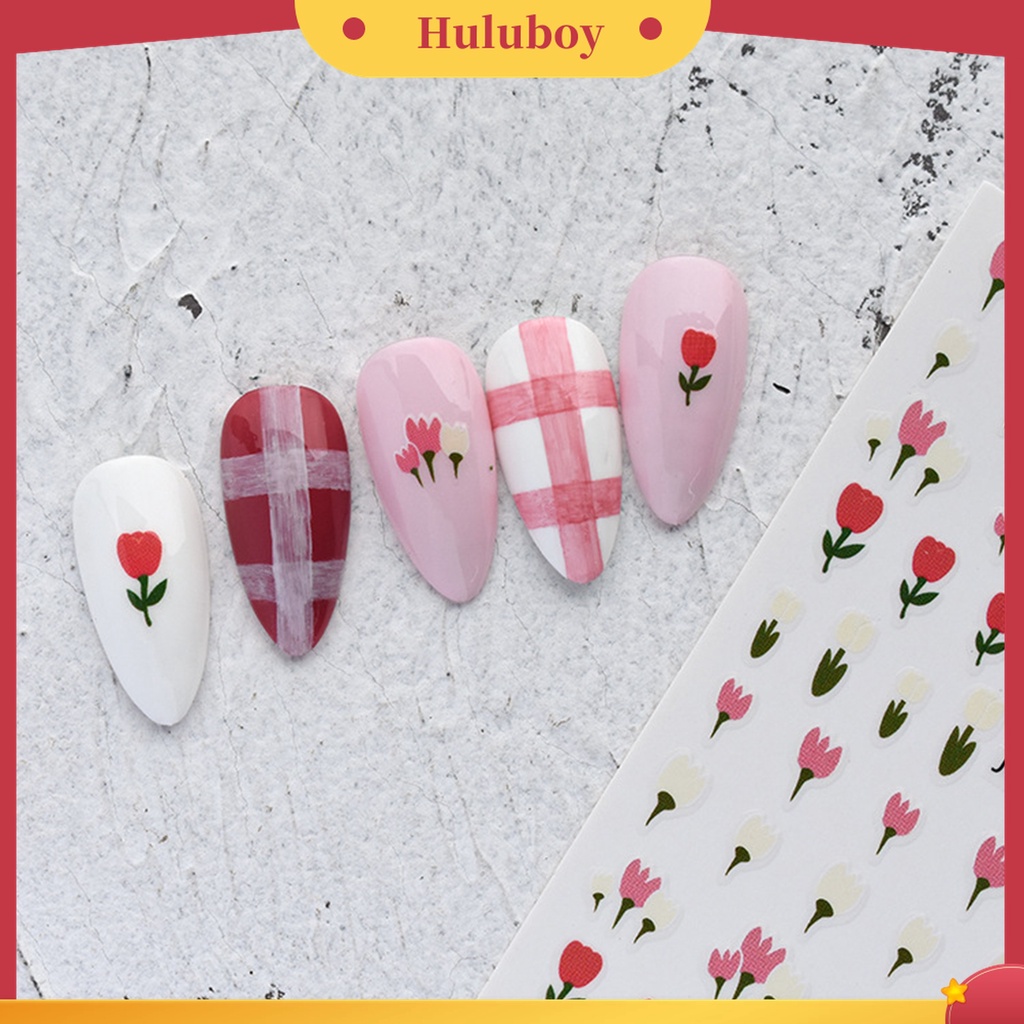 Huluboy Huluboy♡ Stiker Kuku Motif Bunga Tulip Untuk Nail Art DIY