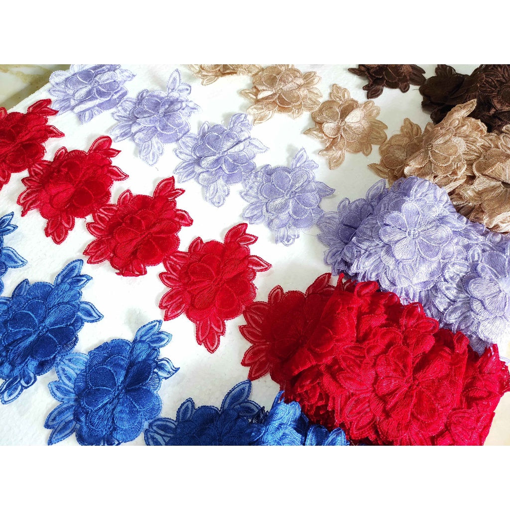 renda roll bunga timbul 3d lebar 13 cm motif liora