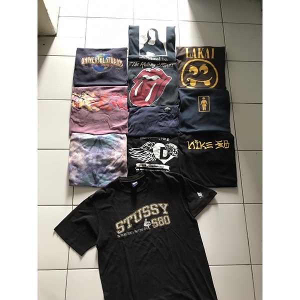 PAKET USAHA/BORONGAN KAOS BERGAMBAR GREAT A (75x10pcs Free Stussy Vtg) STUSSY, NIKE, ROLLING STONE, 
