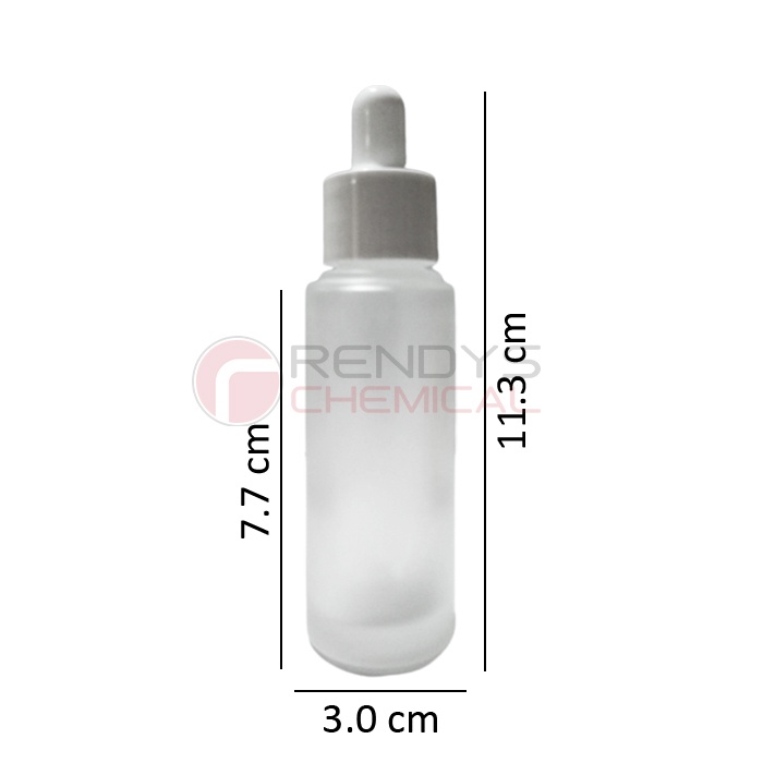 Botol Pipet Kaca Tebal Frosted Slim 30ML / Botol Serum Buram 30 ML / Pipette Bottle Frosted Flat Shoulder / Dropper Bottle