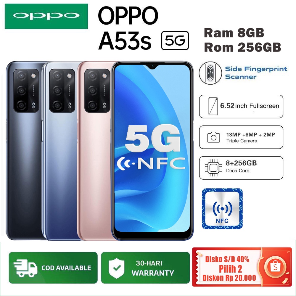 hp oppo A53s RAM 8GB/ 256GB 6.52 inch baru SmartPhones handphone murah