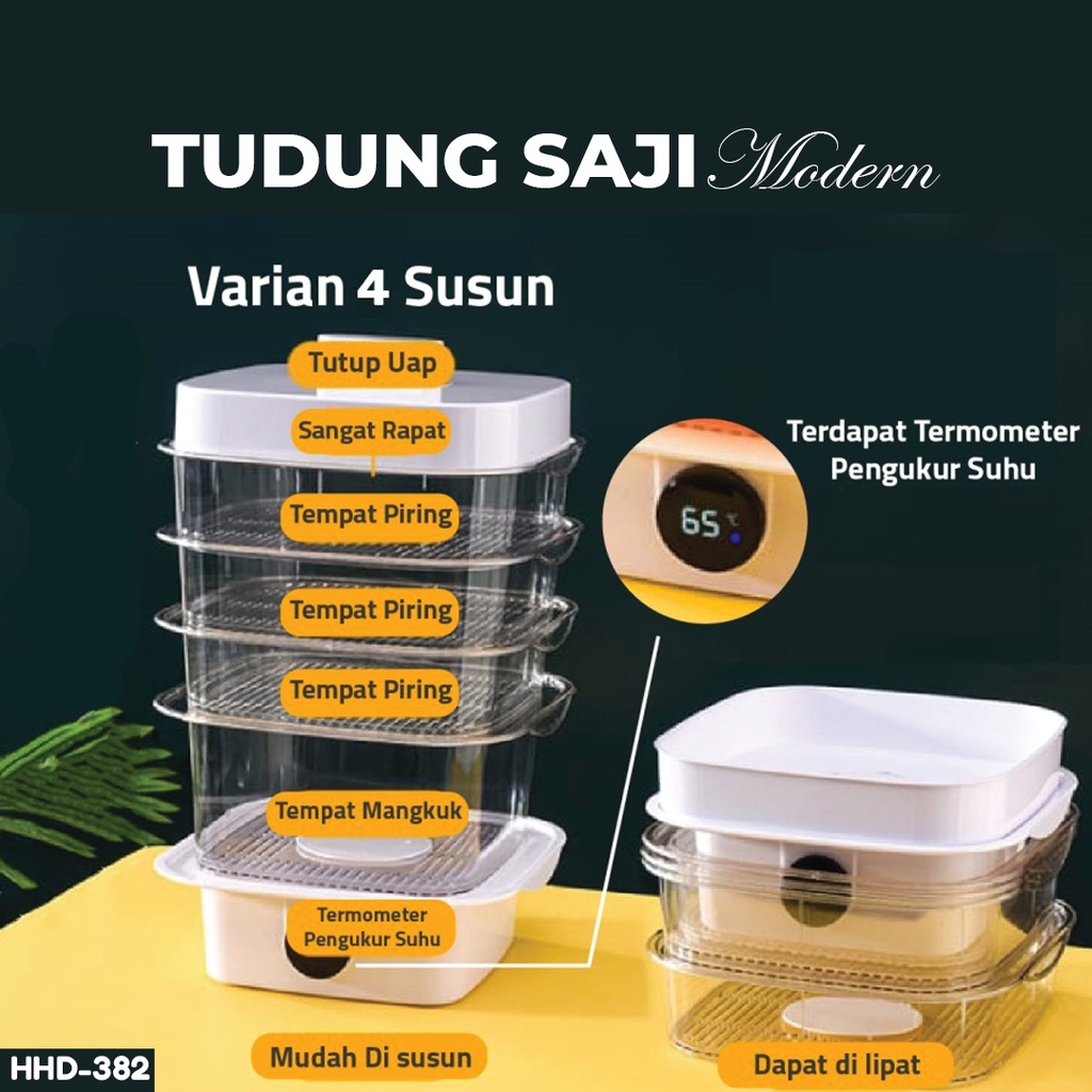 Tudung Saji Susun Modern Dengan Termometer manual steamer 4 susun