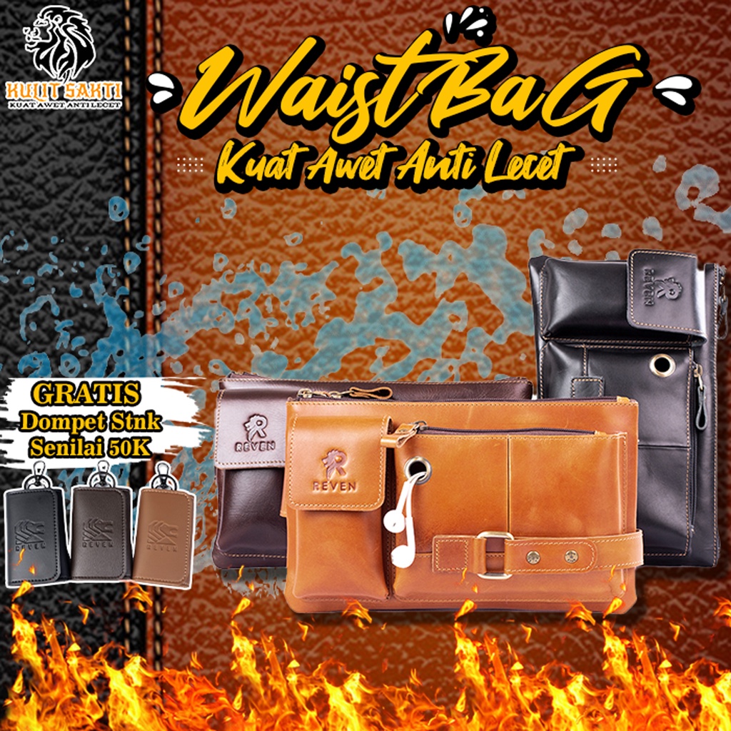 Tas Kulit Asli Pria Premium Original Sling Bag Selempang Bahu Shoulder Bag Waist Bag Slingbag Cowok 