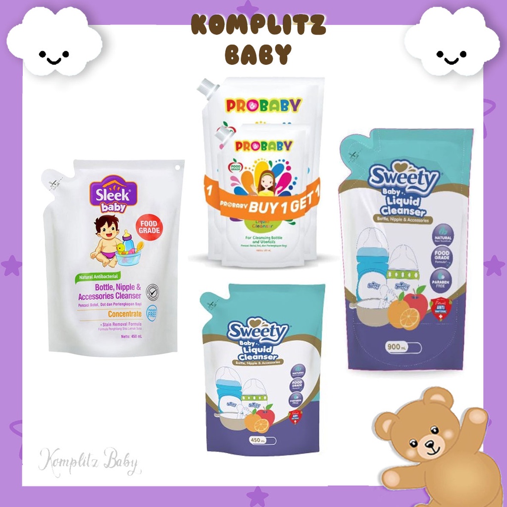 Sabun Pencuci Botol Sweety 450ml / 900ml / Sleek 450ml / Probaby 450+150ml Bottle Cleanser