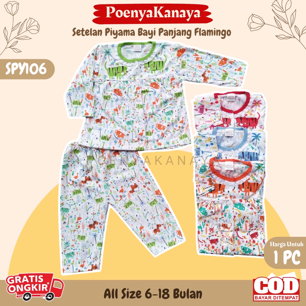 Setelan Baju Bayi Piyama Bayi Panjang Perempuan Flamingo Fauzan 6-18 bln SPY106