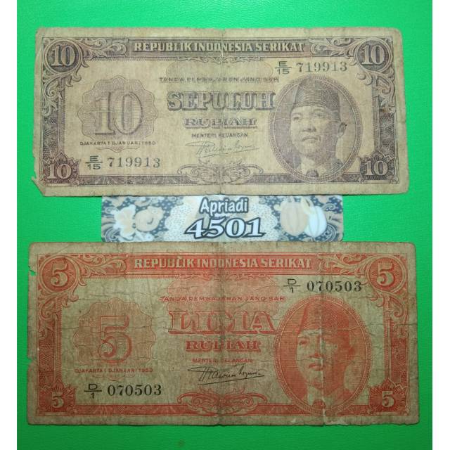 US004 UANG KUNO ASLI 1 SET SERI SOEKARNO/SUKARNO TAHUN 1950 KOLEKSI UANG LAMA RUPIAH INDONESIA #RISF