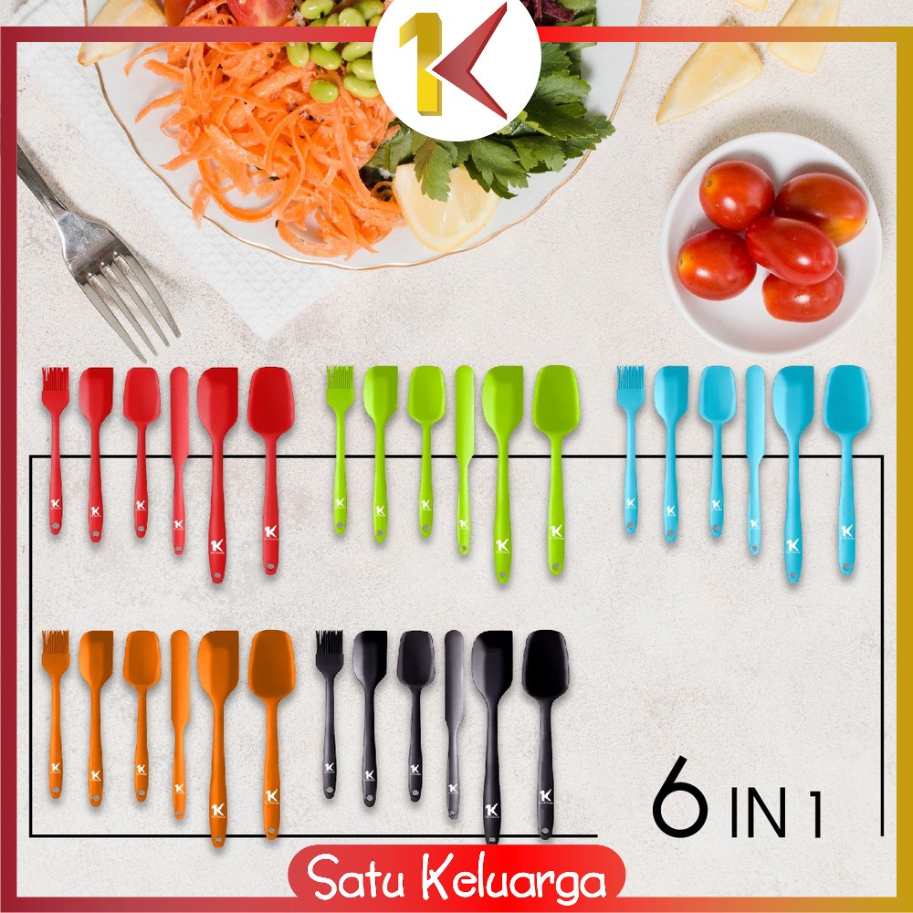 SK-C276 Spatula Silikon Tahan Panas Set 6IN1 Sutil Silicone Set Lengkap / Peralatan Dapur Kitchen Tool / Kitchen Utensil Set-6