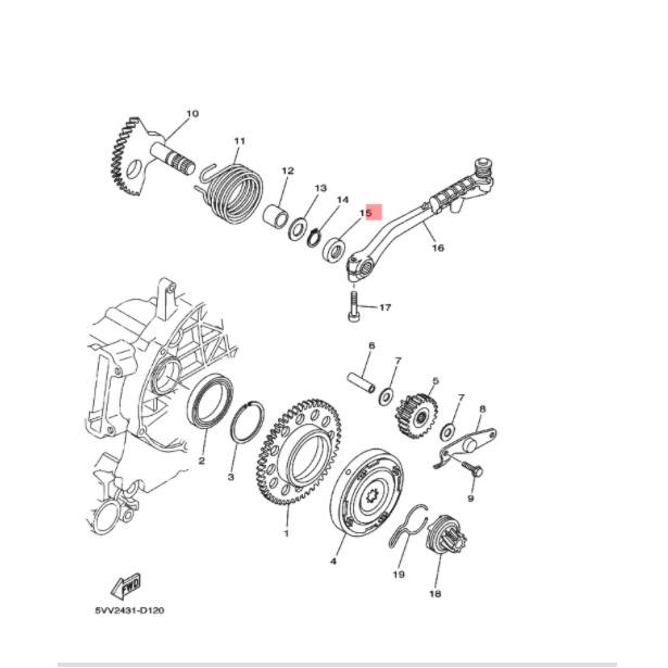 sil seal as selang engkol kick stater mio m3 s z soul gt fino xride x ride gear 125 ori ygp 93102-15801