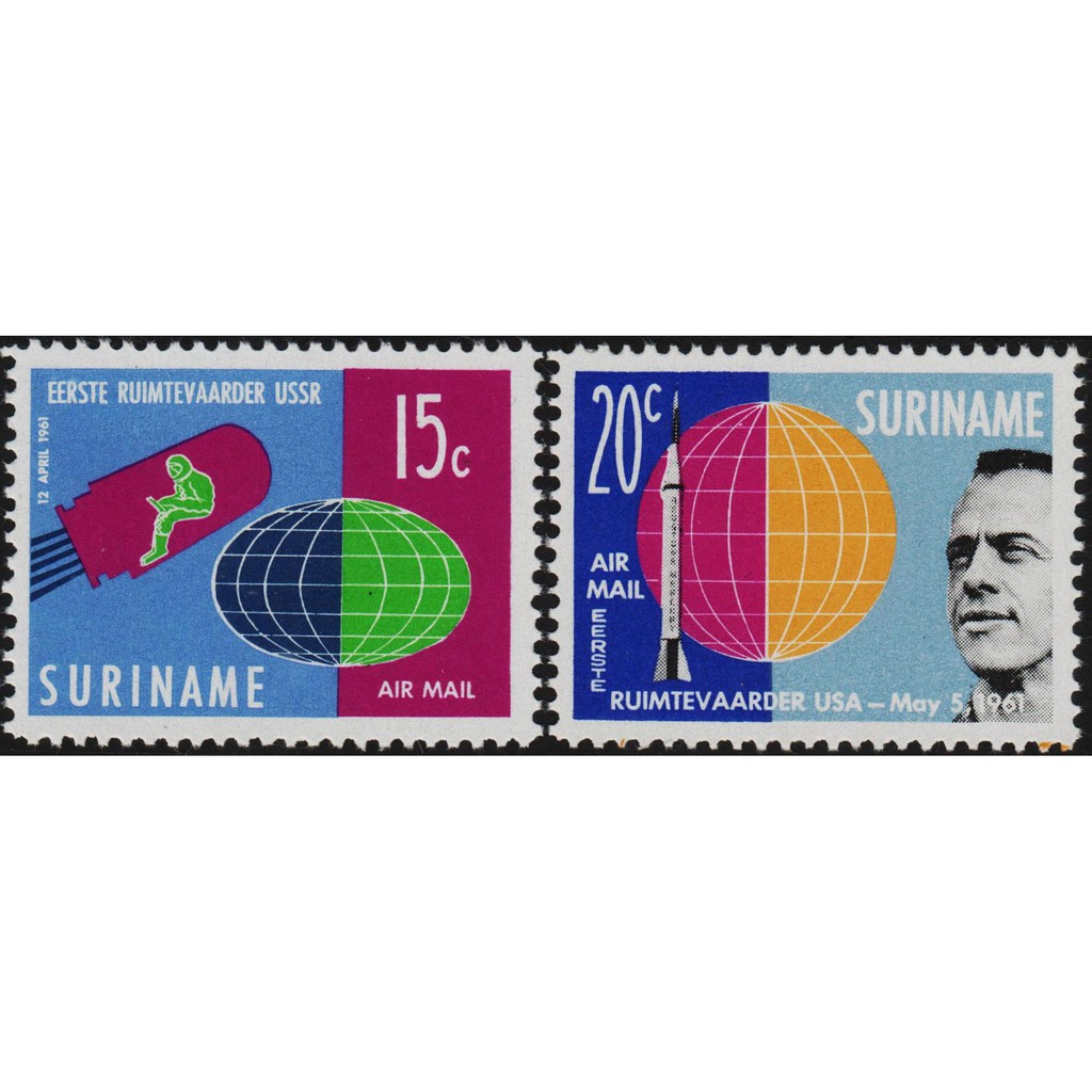 

11693 suriname MNH 2v 30.06.1961 Air mail - man in space