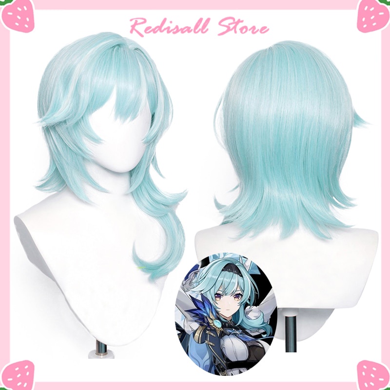 PREORDER Genshin Impact Eula Wig Cosplay Light Blue Synthetic Short Straight Heat Resistant Hair Adu