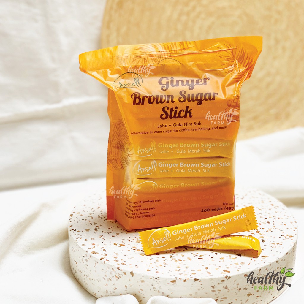 Ansell Ginger Brown Sugar Stick / Jahe Gula Merah Bubuk Stik /  Gula Nira Kelapa Jahe 60's