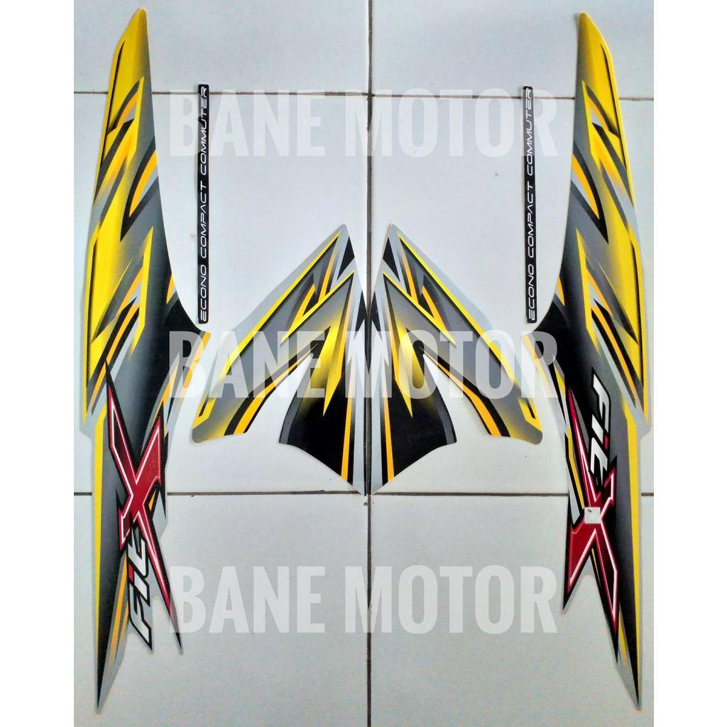 PROMO.. stiker motor Supra Fit X silver kuning - striping -  stiker body Supra Fit X silver corak