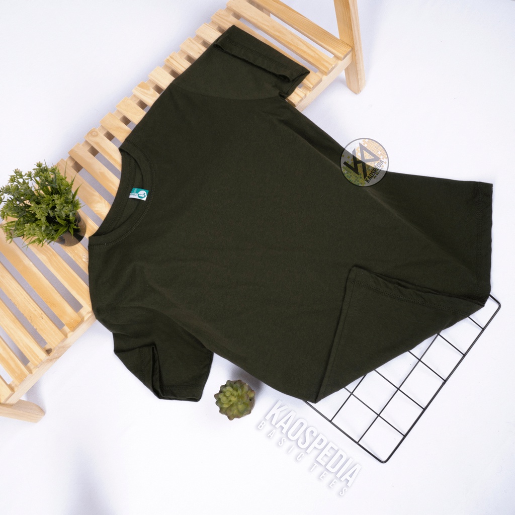 KAOS POLOS COTTON COMBED 30S LENGAN PENDEK PRIA WANITA-OLIVE ARMY