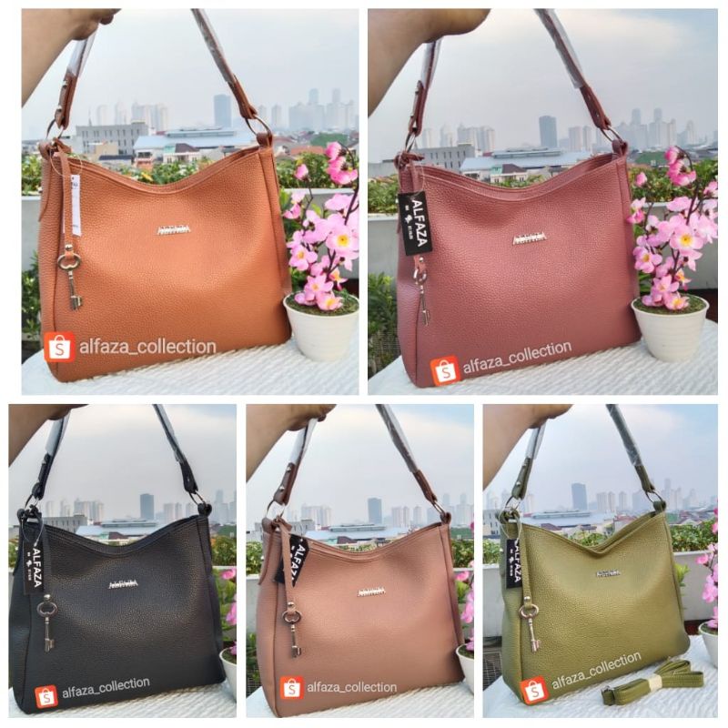 ALFAZA TAS Wanita Selempang Hobo Polos Papirut ukuran P32cmxT25cmxL11cm