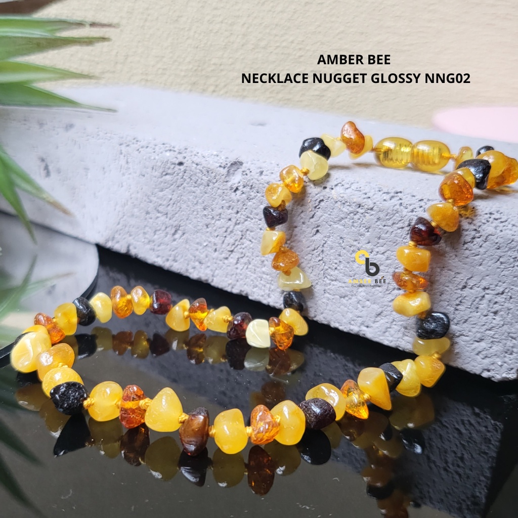 PROMO Termurah Kalung Amber Bayi Anak Premium Glossy Rainbow Nugget By Amber Bee