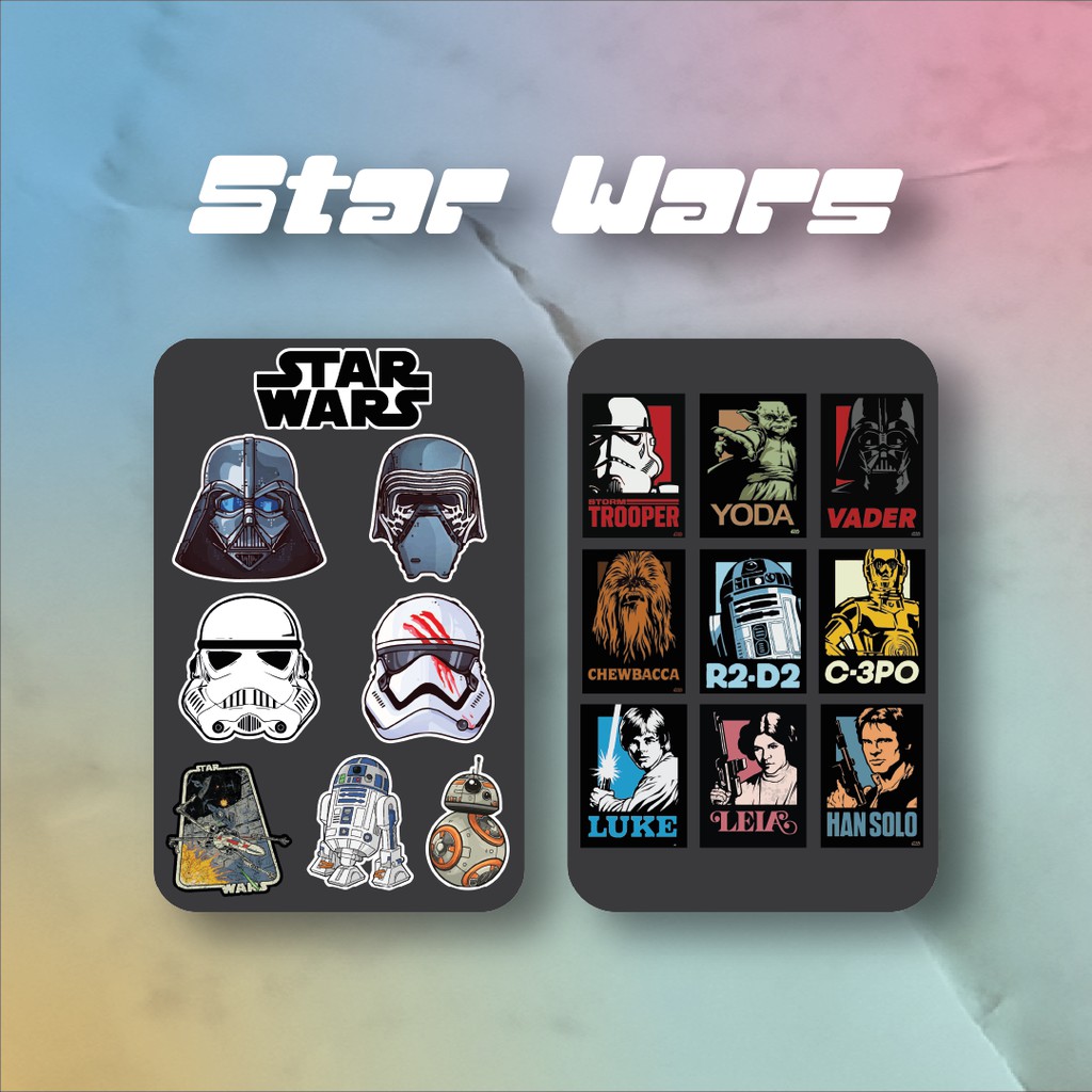 

Sticker Star Wars Pack | Sticker Kiss Cutting Laptop, Koper, & HP | Helmet and Poster Star Wars