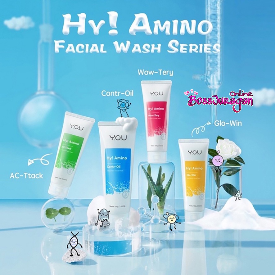 (BOSS) YOU Hy! Amino Oil Control Facial Wash | Hydrating - Brightening - Anti-Acne - Pembersih Wajah Y.O.U