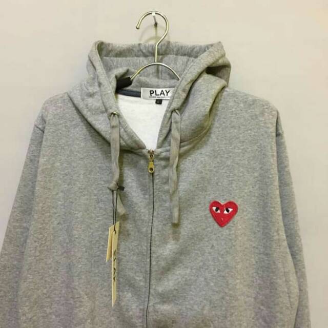 Sweater Hoodie Zipper play cdg logo bordir