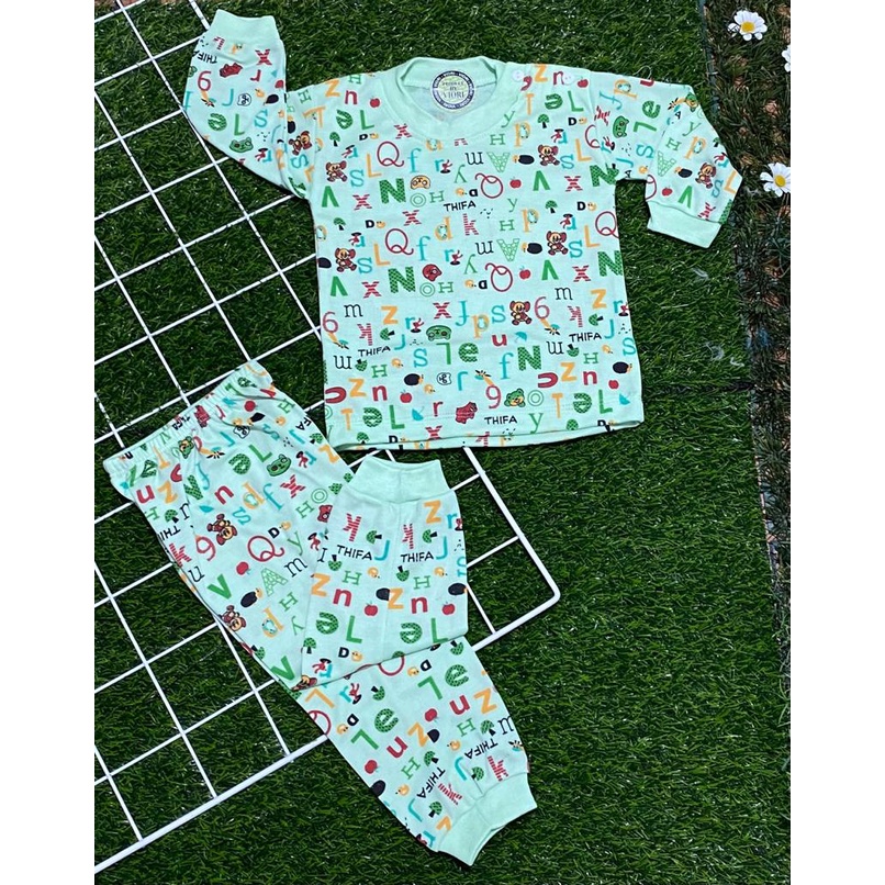 baju anak lucu murah abjad dasar warna setelan panjang 3-18 bulan (RG126)