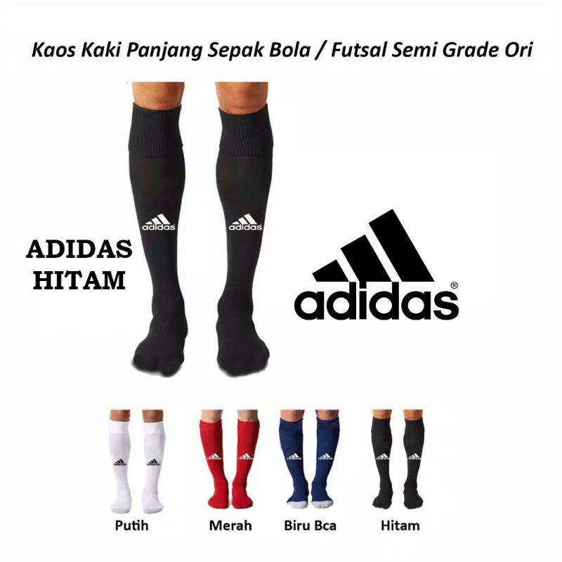 kaos kaki bola Adidas hitam panjang
