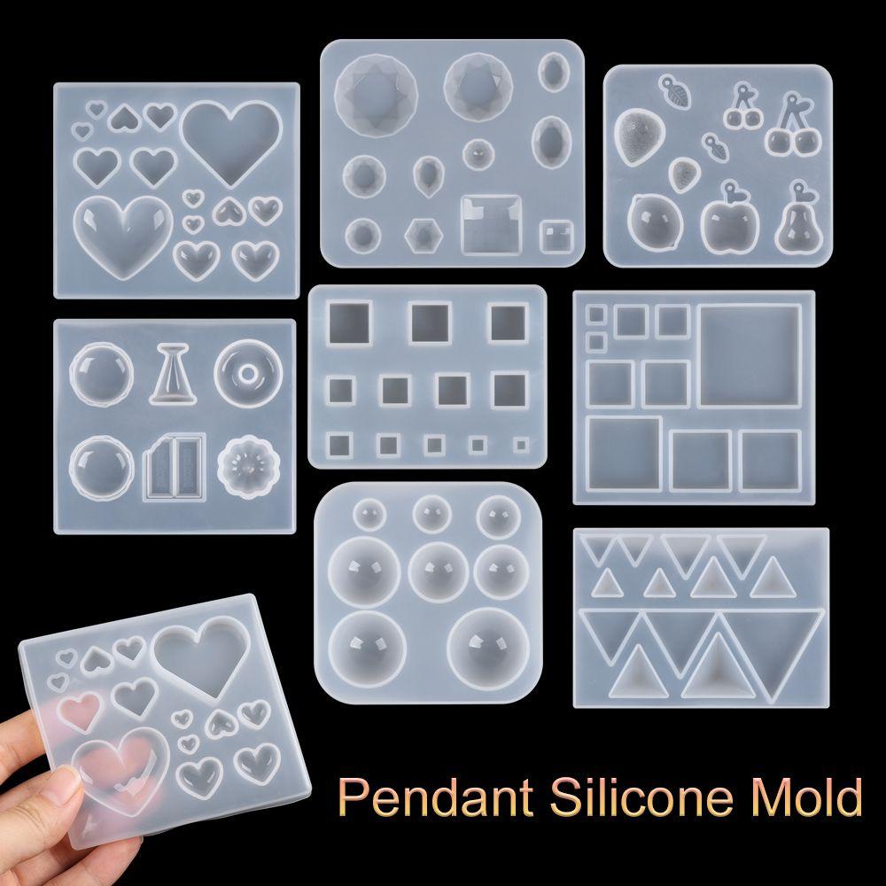Top Resin Cetakan Silikon Kubus Segitiga Gantungan Kunci Kalung Transparan Liontin Mould