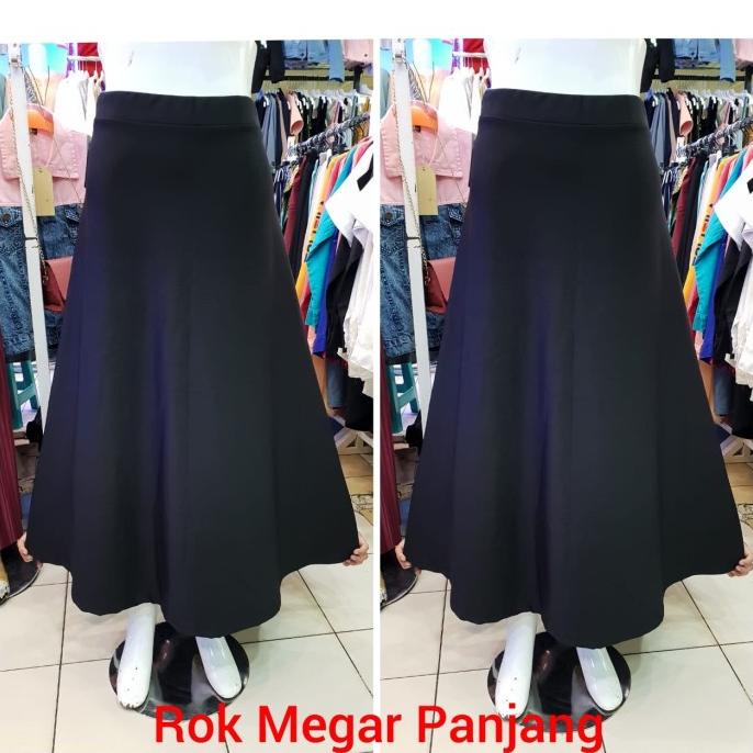 ROK MEGAR PANJANG ROK A PAYUNG PANJANG SCUBA TEBAL ROK MEGAR HITAM