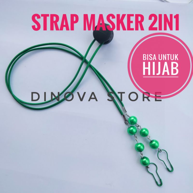 Strap masker hijab 2 in 1 MUTIARA 8M polos stoper/konektor masker