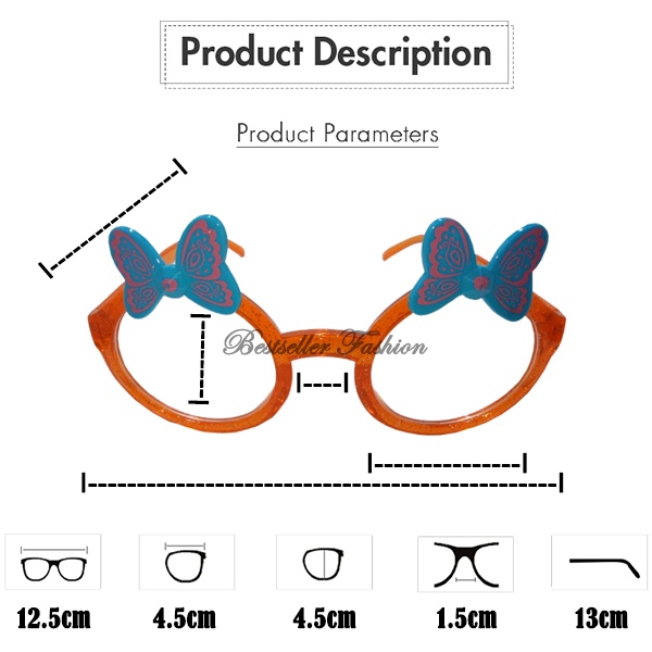 Terbaru Kacamata anak-anak bulat boboho Bingkai Glitter Pita Butterfly Kacamata gaya anak Cewek Cowok Unik dan Trendy Kekinian