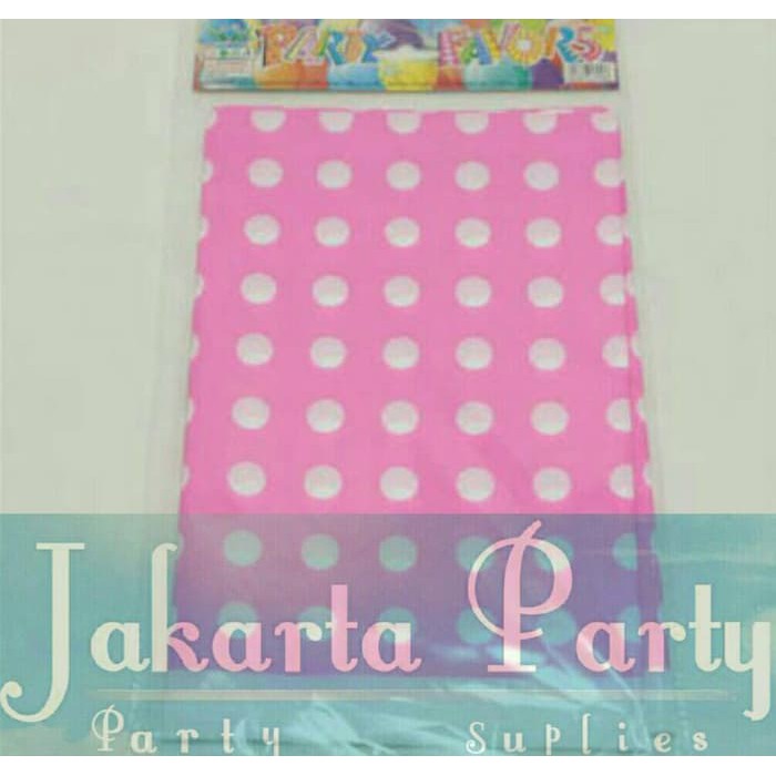 Table Cover Pink Soft Polkadot /Taplak Meja Plastik Pink Soft Polkadot