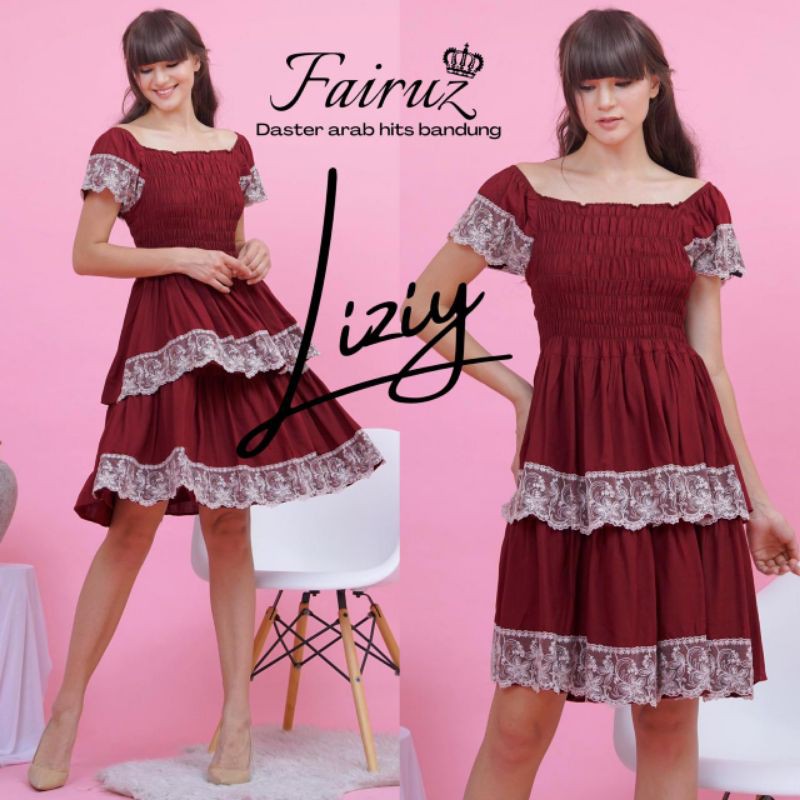 Daster Arab FAIRUZ LIZIY Mini Dress Kerut Smoke