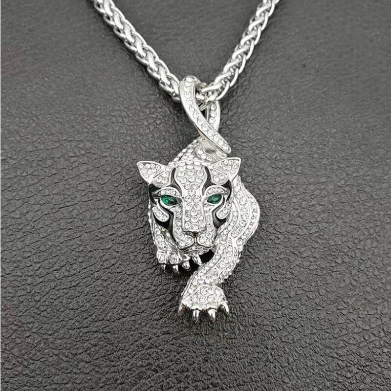 Men Hip Hop Fashion Full Rhinestone Bull Head Pendant Necklace Sparkling Ice Out Stainless Steel Gold Necklace