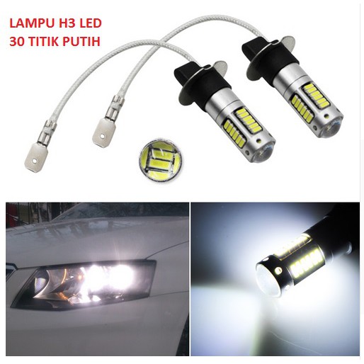 Lampu Foglamp H3 LED 30 Titik Lensa Projector Putih