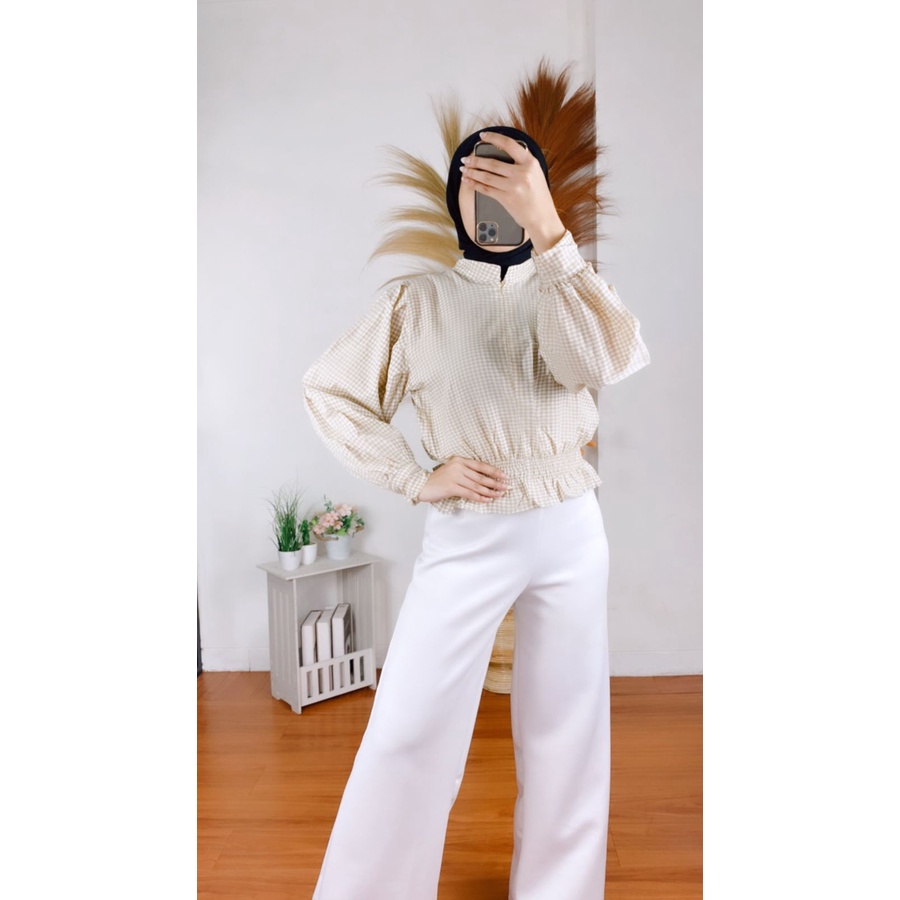 RX Fashion - Katlina Blouse / Karina Blouse  -BN-KATLINA KOTAK CREAM