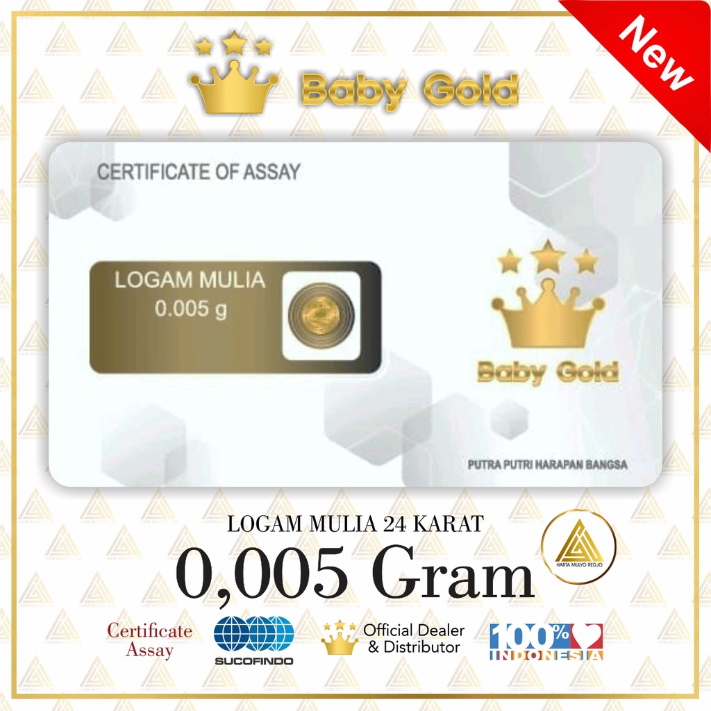 Jual Baby Gold emas mini 0,005 gram logam mulia 24 karat Indonesia