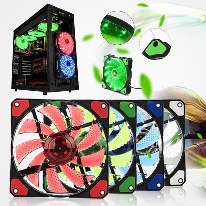 fan case led 15 nyk - fan casing 12cm led Kipas PC color