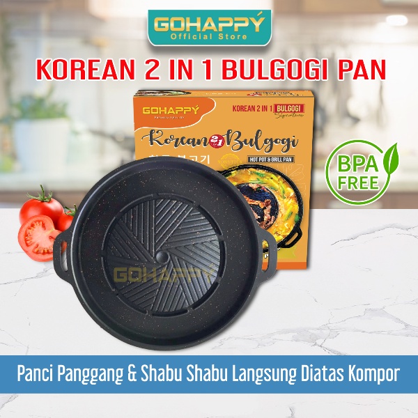 MIZUKI Korean Shabu Grill Hot Pot Suki Panggangan Kuah 2 Fungsi Gohappy Bulgogi 2 in 1 GHK39