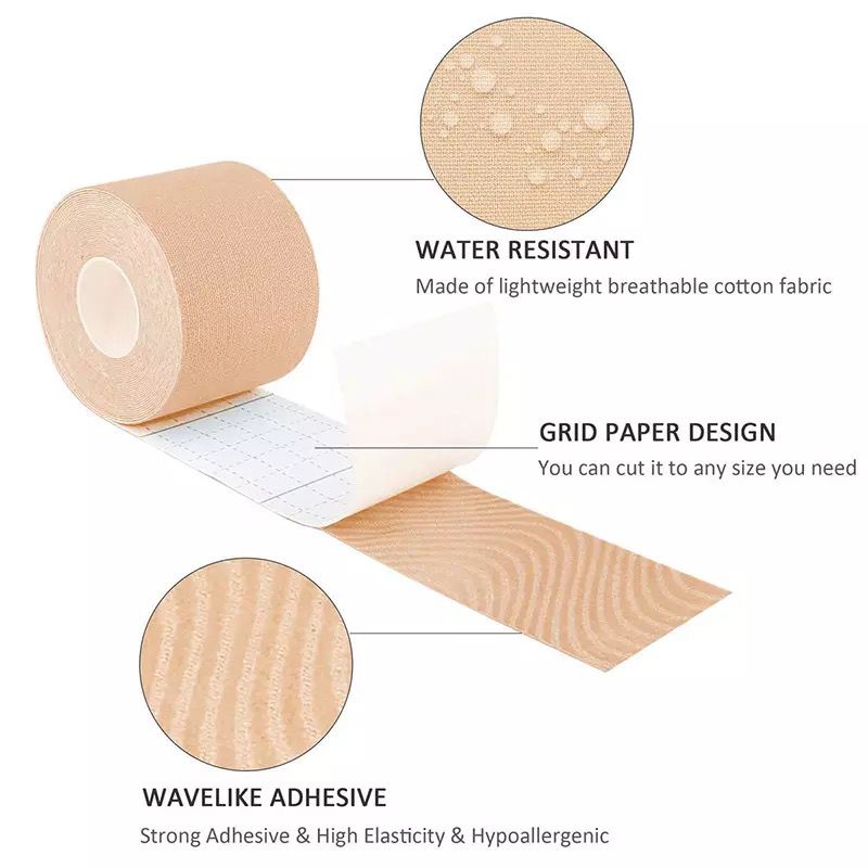 Body Tape Plaster Payudara Bra Roll Perekat Angkat Payudara Invisible Bra Stiker Boob Tape Elastis Nipple Tape Roll 5CM x 5M F682