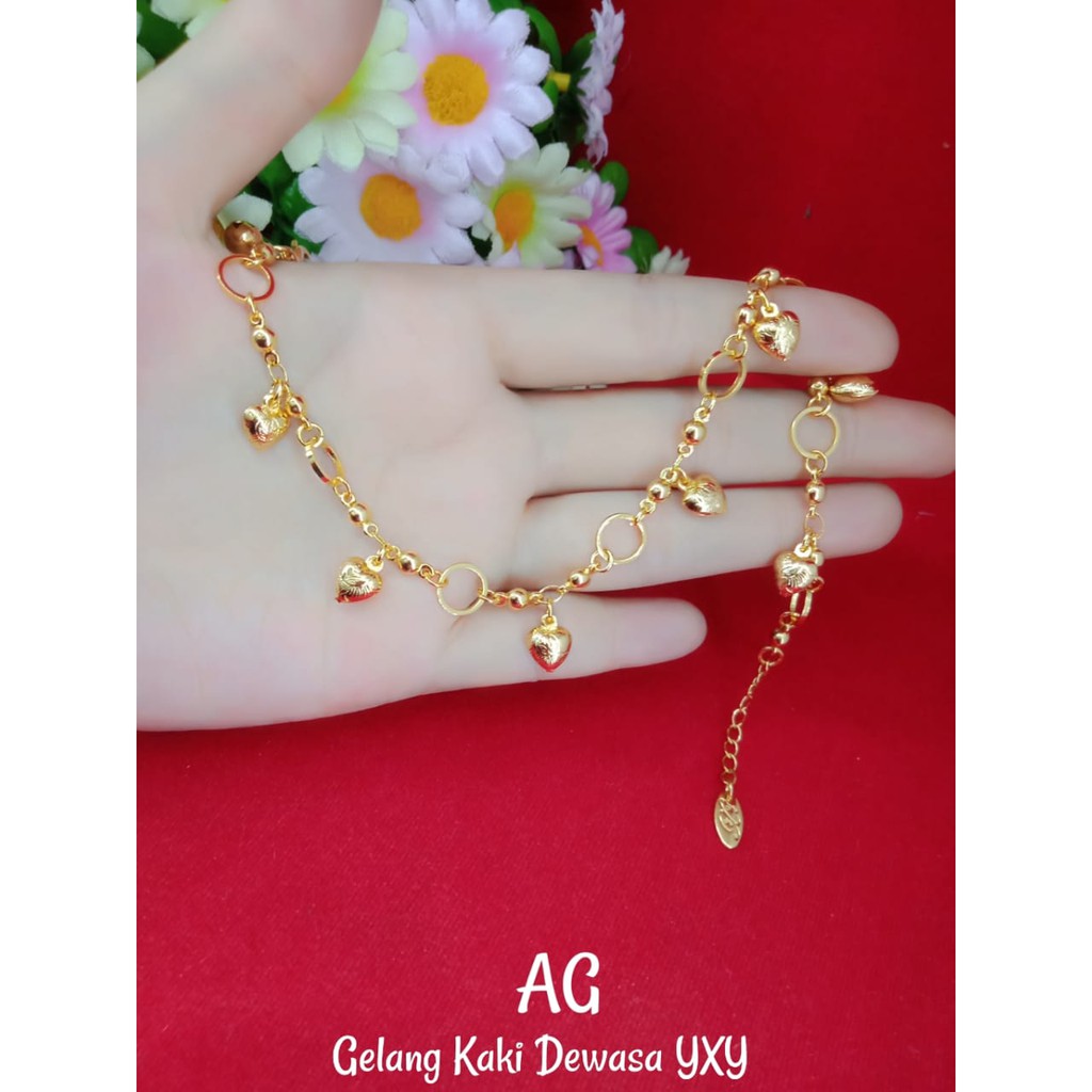 GELANG KAKI LOVE KERINCING LAPIS MAS 24K