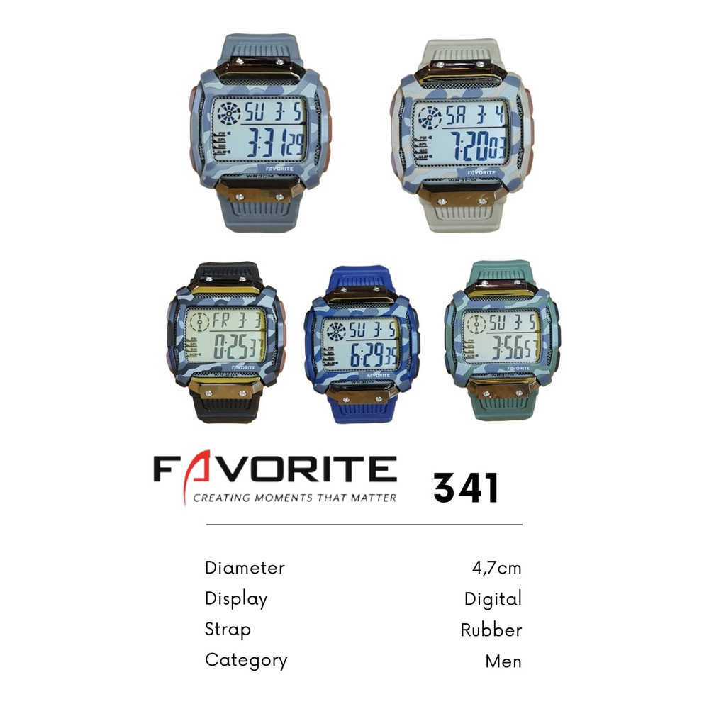 jam tangan Pria FAVORITE F341 Original (water resist 3 ATM ) anti air/tahan air