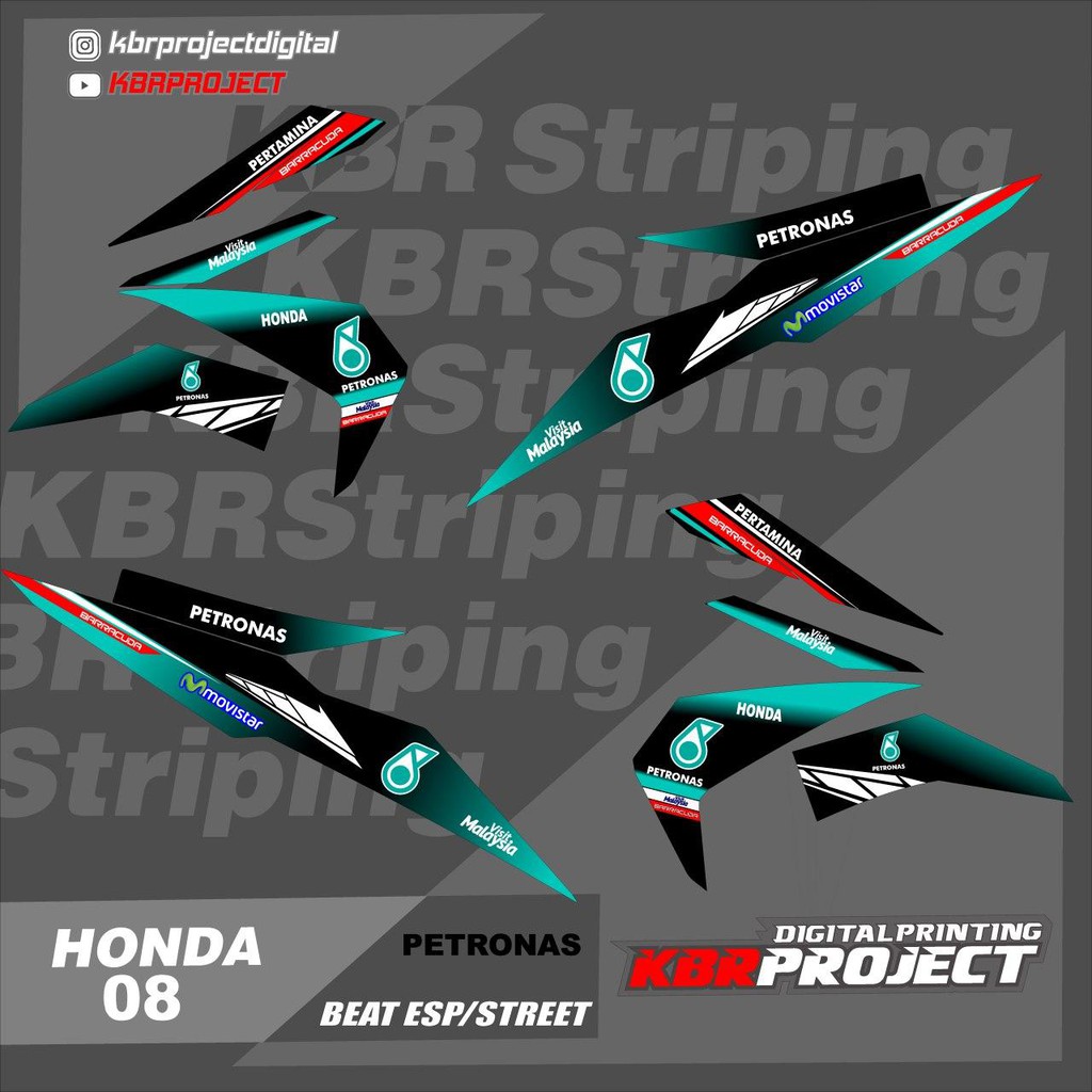 (cod) Stiker Striping Motor BEAT ESP -Aksesoris Motor - BEAT STREET -PETRONAS Kbr08 TRANSPARAN