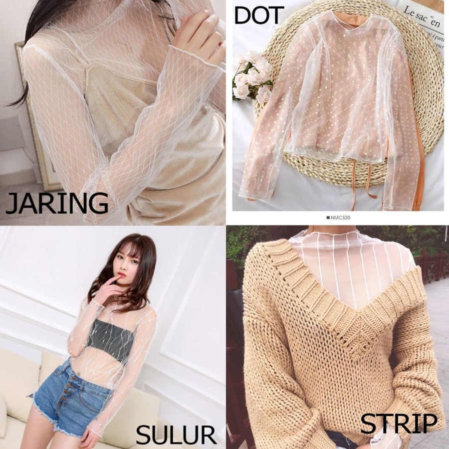 IB blouse atasan transparan wanita mesh shirt sexy baju korea import