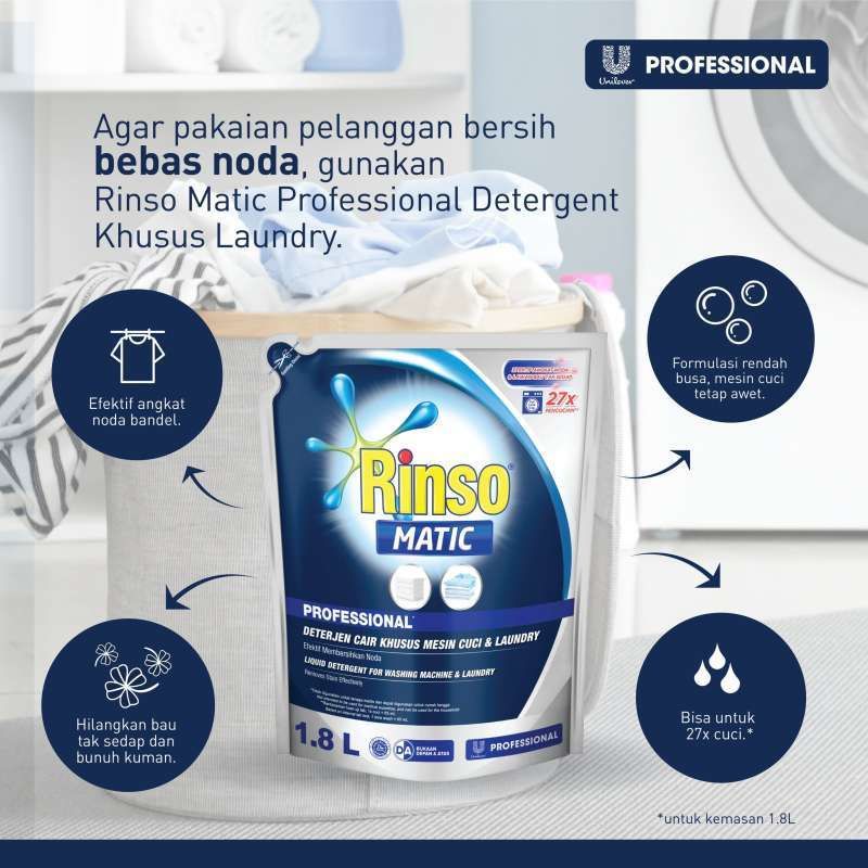 RINSO MATIC DETERJEN CAIR KONSENTRAT SABUN CUCI BAJU DETERJEN MESIN CUCI TOP LOADING &amp; FRONT LOADING