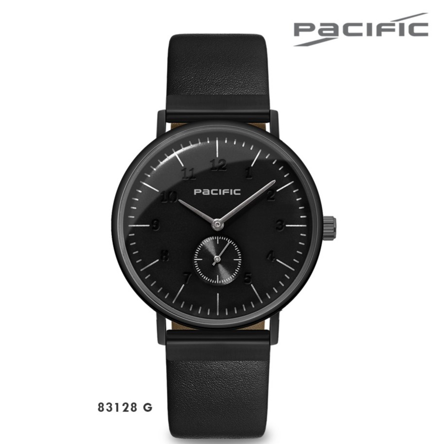 Jam Tangan Couple Pacific 83128 Ukuran Pria Cowok Tali Kulit Original Garansi