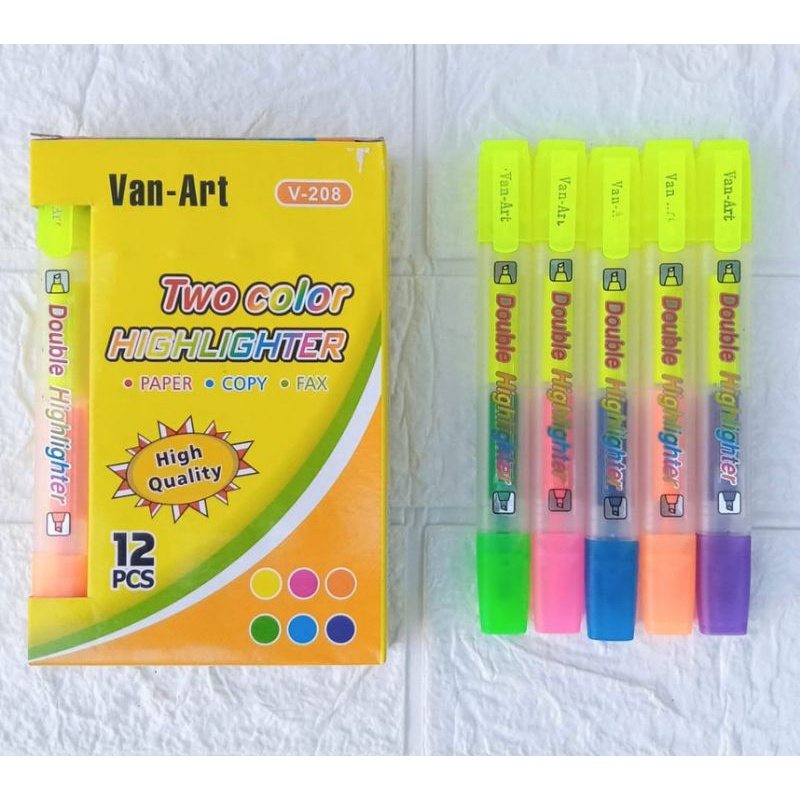 Highlighter 2 Sisi/2 Warna Stabilo Bolak Balik Highlighter Two Color V-208