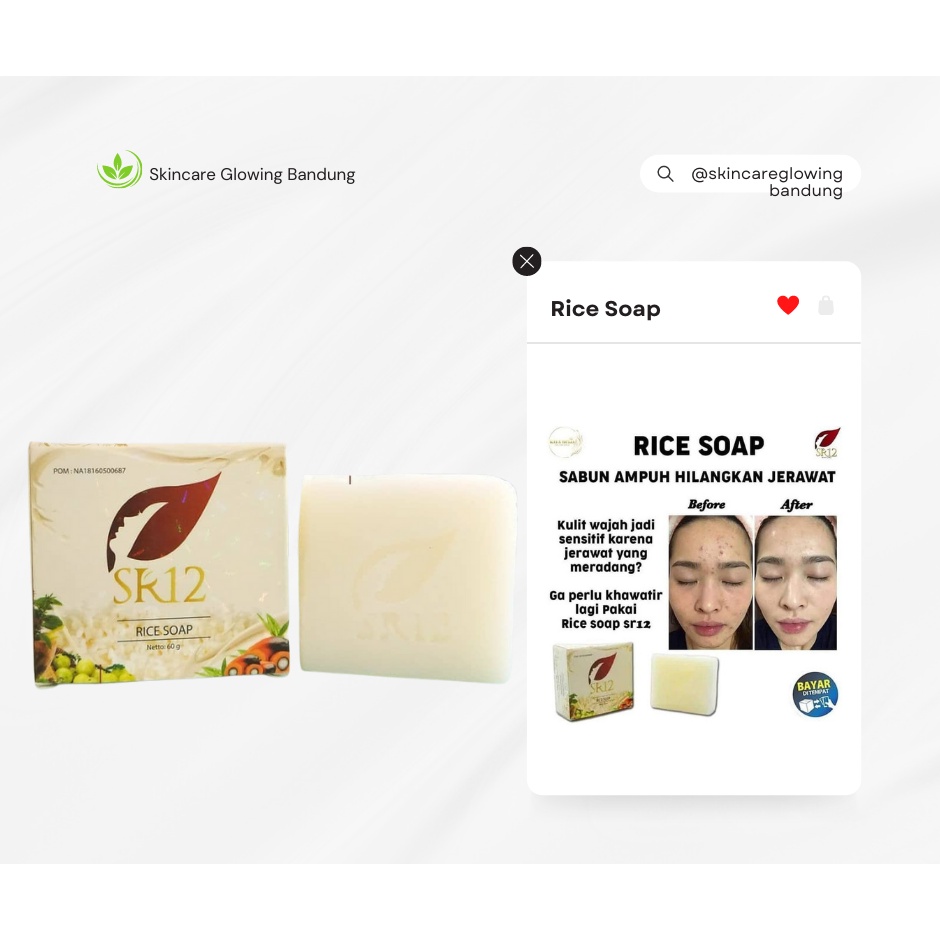 Rice Soap SR12 Sabun Beras Face Wash Sabun Pencerah Alami Saber