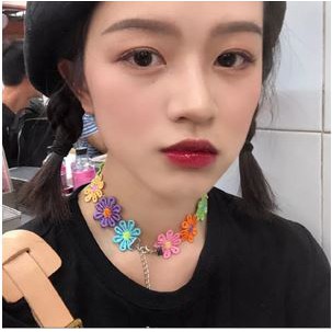 Choker Import Model Korea Bunga Warna-Warni