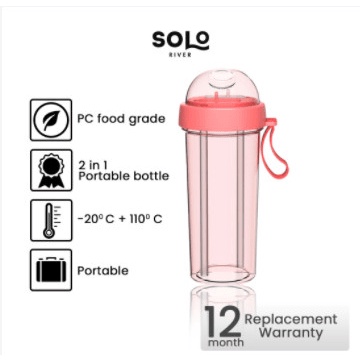 Botol Minum Botol minum 2 fungsi 2 in 1 dapat Minum 2 Minuman Berbeda 2 Ukuran - Hijau, S (O6O0) Bot