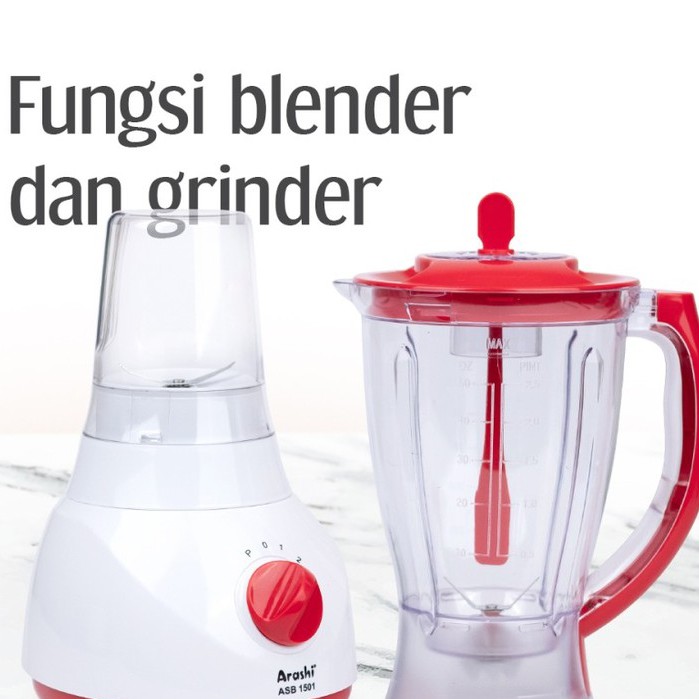 BLENDER PLASTIK ARASHI ASB 1501 + GRINDER BLENDER LISTRIK 1.5 L JUICER